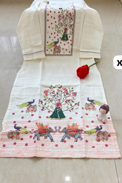 Premium Cotton Silk Straight Cut Kurti with Heavy Embroidery – Doll Concept