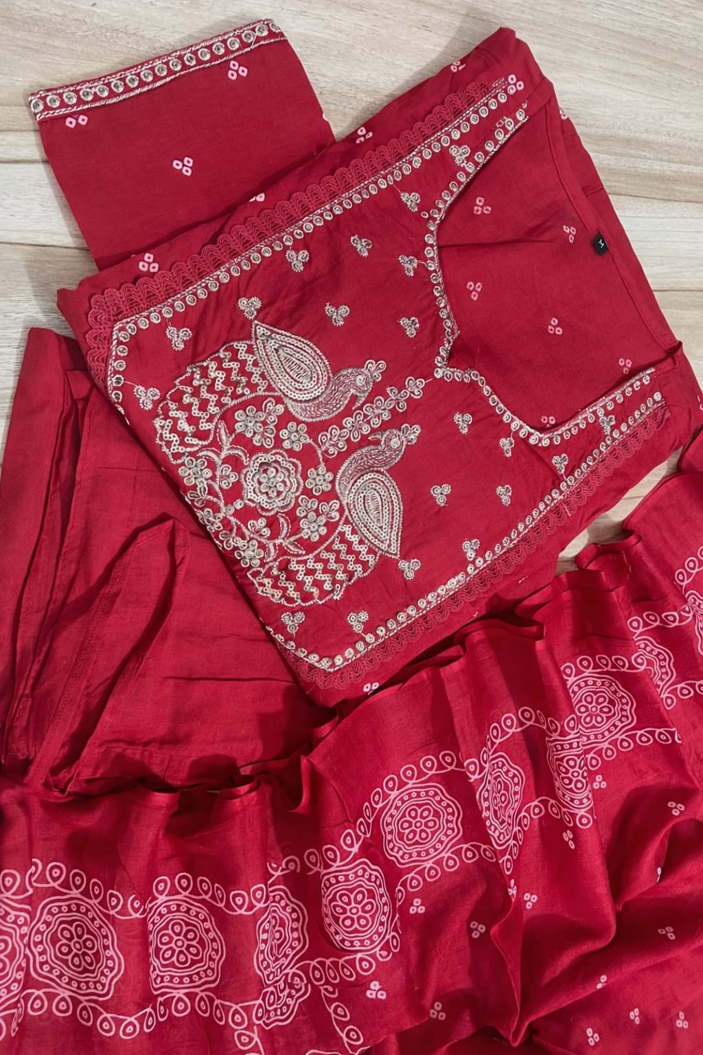 Premium Cotton Anarkali Kurta Set with Mirror Moti Work - Image 4